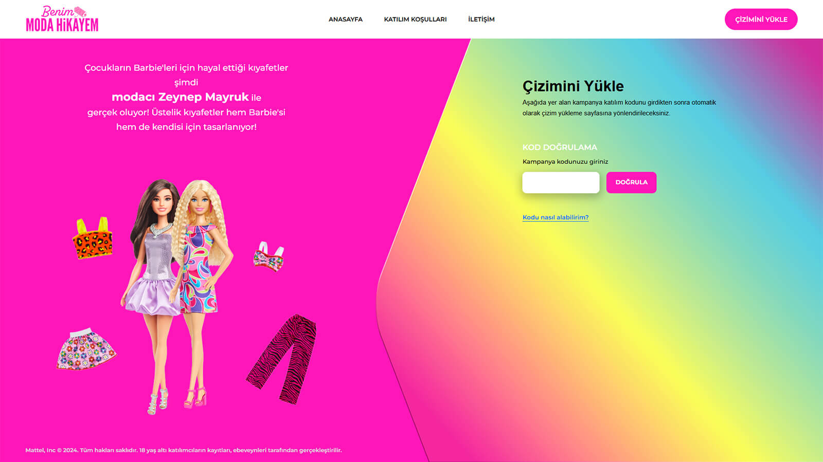 Barbie ile Moda Hikayem Mikro Site Yarışması Katılım Kodu Doğrulama