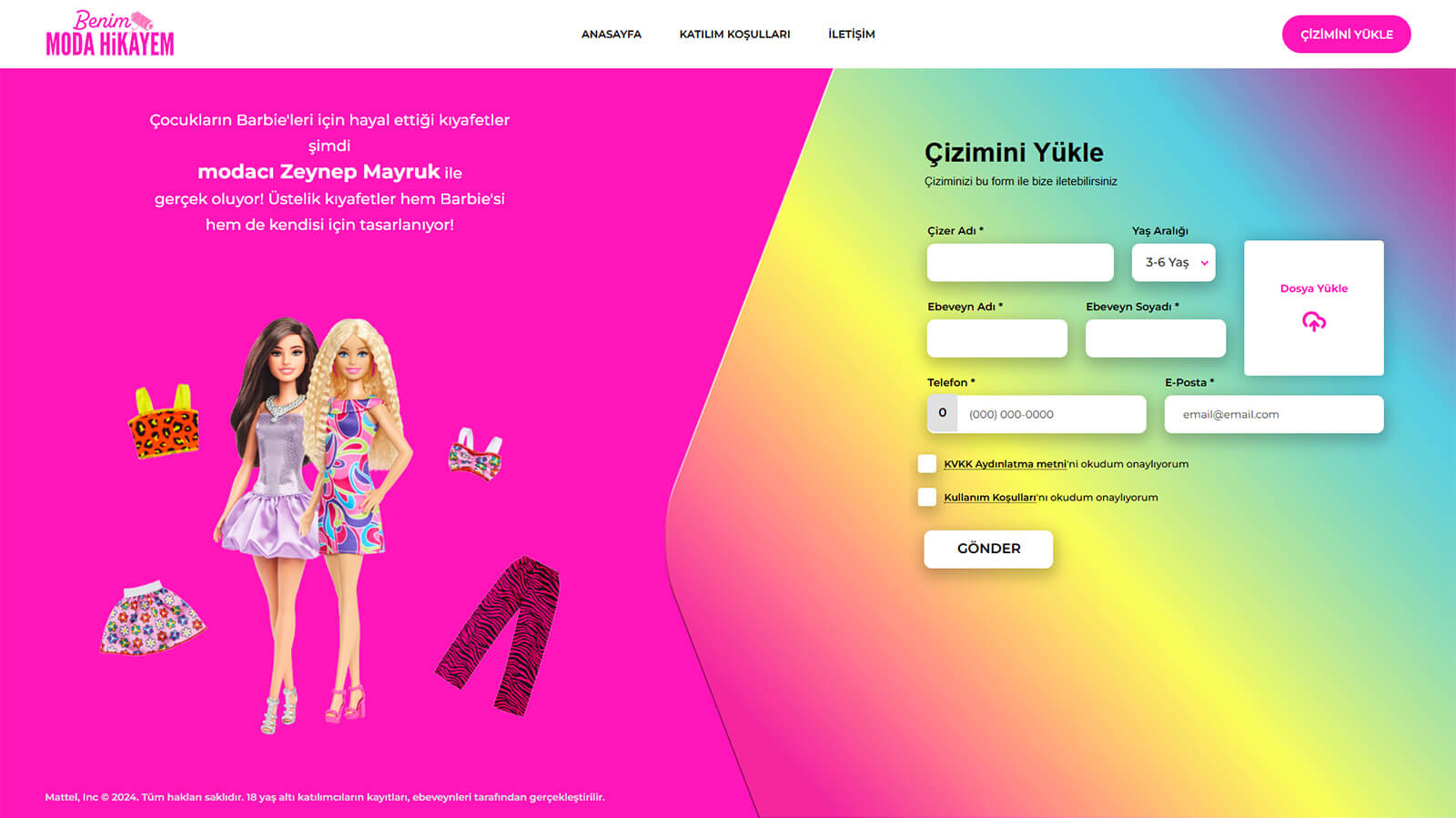 Barbie ile Moda Hikayem Mikro Site Yarışma Katılım Kodu Yazılım Modülü